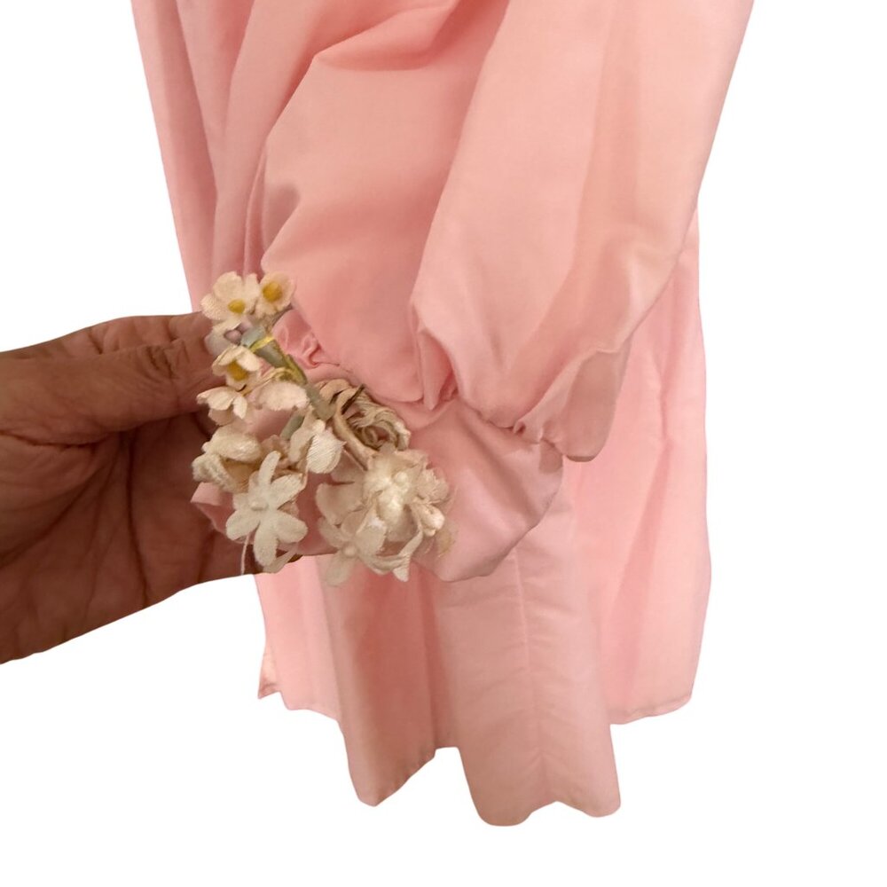 Francoise Bouthillier Pink Long Puff Sleeve Button-Down Girls Dress With Ruffled - Picture 4 of 7